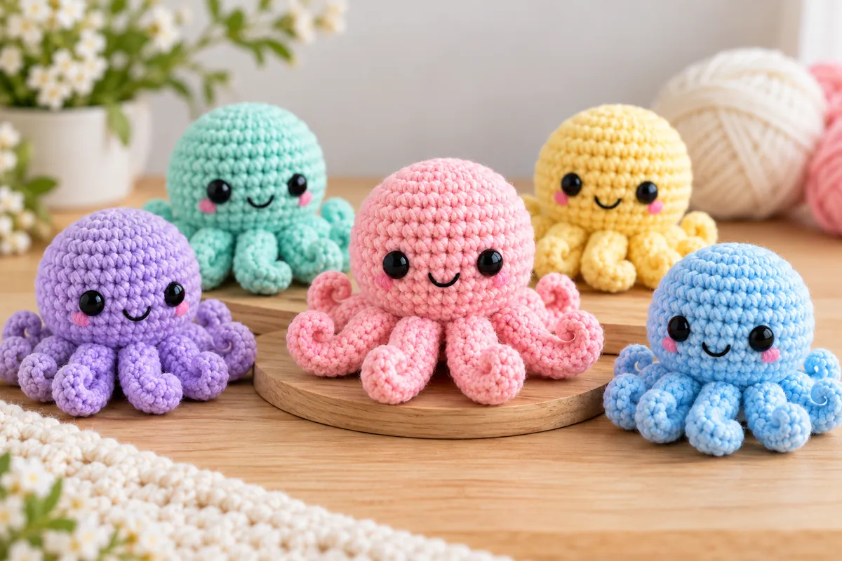 Pastel no sew amigurumi collection with small crochet plushies in several colors
